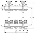 Колекторний блок з витратомірами Koer KR.1110-09 1”x9 ways (KR2646)