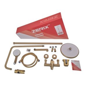 Душова колона зі змішувачем ZERIX REX-009-J BRUSHED GOLD з нерж. сталі (Колір матове золото) (ZX6125)
