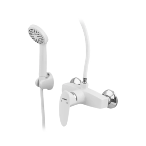Змішувач для душа PLAMIX CEZAR-003 SET WHITE (з шлангом, лійкою та кронштейном) (Колір білий) (PM0665)