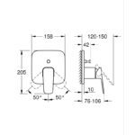 Змішувач одноважільний прихованого монтажу для ванни Grohe Cubeo, з перемикачем на 2 положення (1017782430)