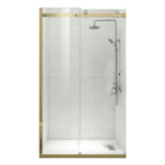 Двері у нішу розсувні KOER SR SD01-120x200-TR-12 прозоре скло EASY CLEAN 8мм матове золото (KR5377)