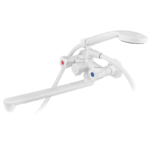 Змішувач для ванни PLAMIX OMEGA-140 EURO SET WHITE (со шлангом, лейкой и кронштейном) (Колір білий) (MX9579)