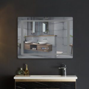 Дзеркало MIXXUS STYLE MR03-70x50 з LED Touch, Anti-fog, димером, рег. яскравості, годинником (MI6006)