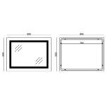 Дзеркало MIXXUS LIGHT MR01-80x60 з LED Touch, Anti-fog, димером, рег. яскравості, годинником (MI5998)