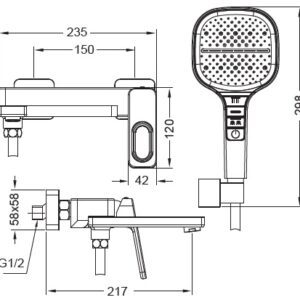 Змішувач для ванни з коротким виливом KOER KB-41031-01 (Колір хром) (KR5436)