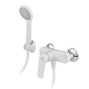 Змішувач для душа PLAMIX LUCAS-003 SET WHITE (з шлангом, лійкою та кронштейном) (Колір білий) (PM0711)