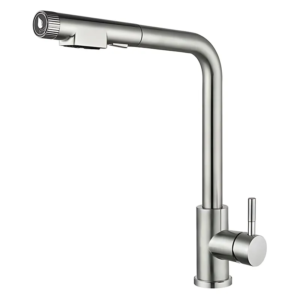 Змішувач для кухні MIXXUS LUX-021 PULL з висувним виливом з нерж. сталі SUS304 (MI8229)