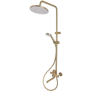 Душова колона зі змішувачем ZERIX REX-009-J BRUSHED GOLD з нерж. сталі (Колір матове золото) (ZX6125)