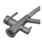 Змішувач для кухні ZERIX FUL-021 GRAPHITE REFL.GRAY з силіконовим виливом, з нерж.сталі SUS304 з виходом для питної води (колір графіт, вилив сірий) (ZX6000)