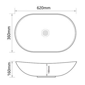 Раковина накладна MIXXUS PREMIUM WAVE-0105 EDGE BLACK 620х360х160mm (MP6556)