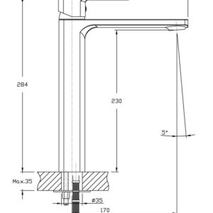 Змішувач для умивальника високий HAIBA KUBUS 001 HIGH NUT (Колір хром) (HB0839)