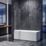 Шторки скляні на ванну розпашні KOER SR BS05-90x140-TR-01 прозоре скло EASY CLEAN 6мм хром (KR5372)