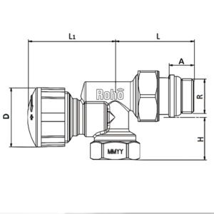 Кран радіаторний термостатичний Roho R5171-050 - 1/2" (М30х1,5) осьовий (антипротечка) (RO0127)