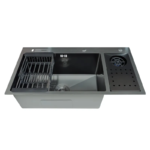 Мийка для кухні з нерж. сталі ZERIX ZH8245-SET-08 MICRO DECOR GRAPHITE (колір графіт) (ZM5594)