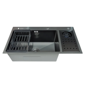 Мийка для кухні з нерж. сталі ZERIX ZH8245-SET-08 MICRO DECOR GRAPHITE (колір графіт) (ZM5594)