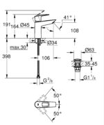 Одноважільний змішувач для раковини M-Size Grohe BauLoop New з нажимним донним клапаном (23886001)