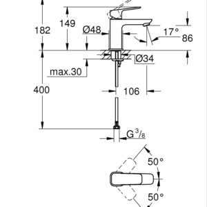 Одноважільний змішувач для раковини Grohe Cubeo S-розміру (1016992430)