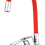 Змішувач для кухні MIXXUS FANY 011 NUT REFL.RED з гнучким виливом (без підведення) (Колір хром+вилив червоний) (MI6290)