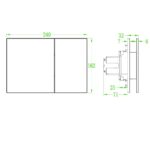 Панель змиву KOER KT-0610-STR-01 240x160x32mm пластикова, кнопка квадратна (колір хром з лінійною структурою) (KR6147)