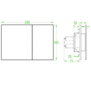 Панель змиву KOER KT-0610-STR-01 240x160x32mm пластикова, кнопка квадратна (колір хром з лінійною структурою) (KR6147)