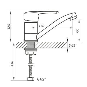 Змішувач для умивальника Zerix PED-B 270 (ZX0068)