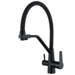 Змішувач для кухні MIXXUS FUL-021 BLACK REFL.BLACK з гнучким виливом з нерж. сталі SUS304 з виходом для питної води (Колір чорний+вилив чорний) (MI6021)