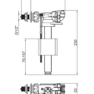 Арматура наповнювальна KOER KT-0105-1/2" з боковим підведенням та латунним різьбленням 1/2" (KR5334)
