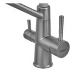 Змішувач для кухні ZERIX FUL-021 GRAPHITE REFL.GRAY з силіконовим виливом, з нерж.сталі SUS304 з виходом для питної води (колір графіт, вилив сірий) (ZX6000)