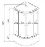 Бокс душовий з гідромасажем з високим піддоном MIXXUS STRONG SBH01-90x90x215-FB SATIN матове скло 4мм (MI6888)