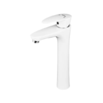 Змішувач для умивальника PLAMIX CEZAR-001 HIGH SET WHITE (з підведенням) (Колір білий) (PM0663)