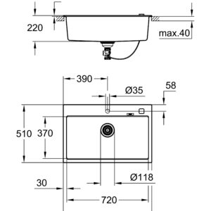 Композитна мийка для кухні Grohe K700 (31652AP0)