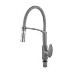 Змішувач для кухні PLAMIX CEZAR-017 SET GRAPHITE REFL.BLACK з силіконовим виливом (з підведенням) (PM0742)