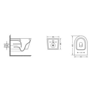 Унітаз підвісний MIXXUS BEVEL-0303-T3 485х360х365mm система змиву TORNADO 3.0 (MI6703)
