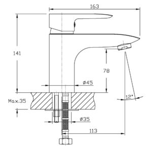 Змішувач для умивальника HAIBA COLUMBIA 001 (Колір хром) (HB0038)