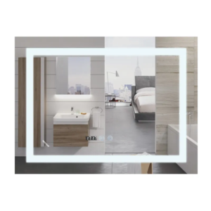 Дзеркало MIXXUS WARM MR02-80x60-CASE з LED Touch, Anti-fog, димером, рег. яскравості, годинником (MI6671)