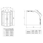 Душова кабіна без піддону KOER SR SC04-90x90x195-TR-12 прозоре скло EASY CLEAN 5мм матове золото (KR5681)