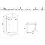 Душова кабіна з низьким піддоном MIXXUS LINES SCT01-90x90x198-TR CHROME прозоре скло 6мм NEW (MI8370)