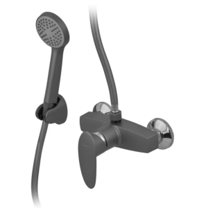 Змішувач для душа PLAMIX CEZAR-003 SET GRAPHITE (з шлангом, лійкою та кронштейном) (Колір графіт) (PM0689)