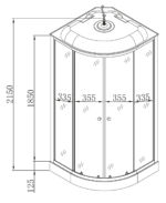 Бокс душовий з гідромасажем з низьким піддоном MIXXUS STRONG SBH02-90x90x215-FB SATIN матове скло 4мм (MI6890)