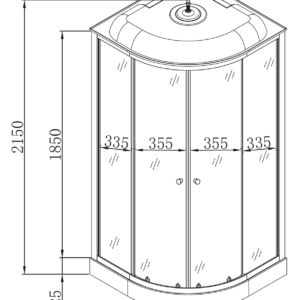 Бокс душовий з гідромасажем з низьким піддоном MIXXUS STRONG SBH02-90x90x215-FB SATIN матове скло 4мм (MI6890)