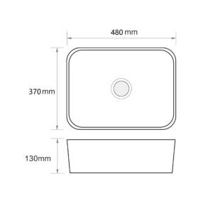 Раковина накладна MIXXUS PREMIUM QUADRO-0103 480х370х130mm (MP6514)