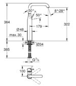 Одноважільний змішувач для раковини Grohe Essence XL-Size (24170KF1)