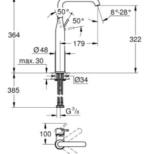 Одноважільний змішувач для раковини Grohe Essence XL-Size (24170KF1)
