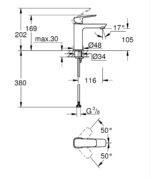 Одноважільний змішувач для раковини Grohe Cubeo M-розміру (1017552430)