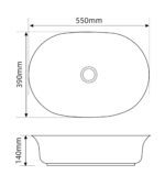 Раковина накладна MIXXUS PREMIUM ELLIPSE-0103 550х390х140mm (MP6553)