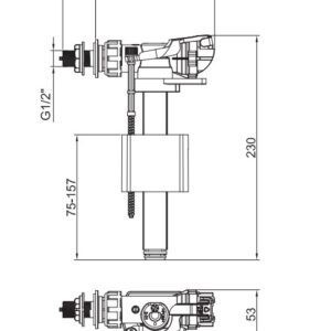 Арматура наповнювальна KOER KT-0106-1/2" з боковим підведенням та пластиковим різьбленням 1/2" (KR5336)