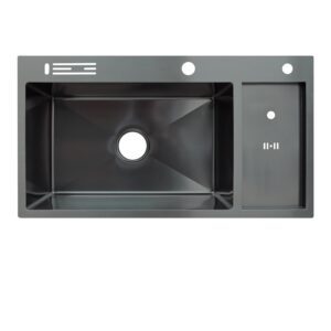 Мийка для кухні з нерж. сталі ZERIX ZH8245-SET-08 MICRO DECOR GRAPHITE (колір графіт) (ZM5594)