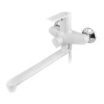 Змішувач для ванни PLAMIX OSCAR-006 EURO SET WHITE (зі шлангом, лійкою та кронштейном) (Колір білий) (MX1895)