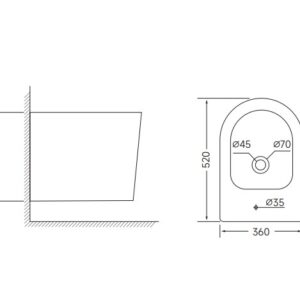 Біде підвісне MIXXUS BEVEL-0502 520х360х320mm (MI6715)