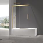 Шторки скляні на ванну розсувні KOER SR BS06-120x150-TR-12 прозоре скло EASY CLEAN 6мм матове золото (KR5946)
